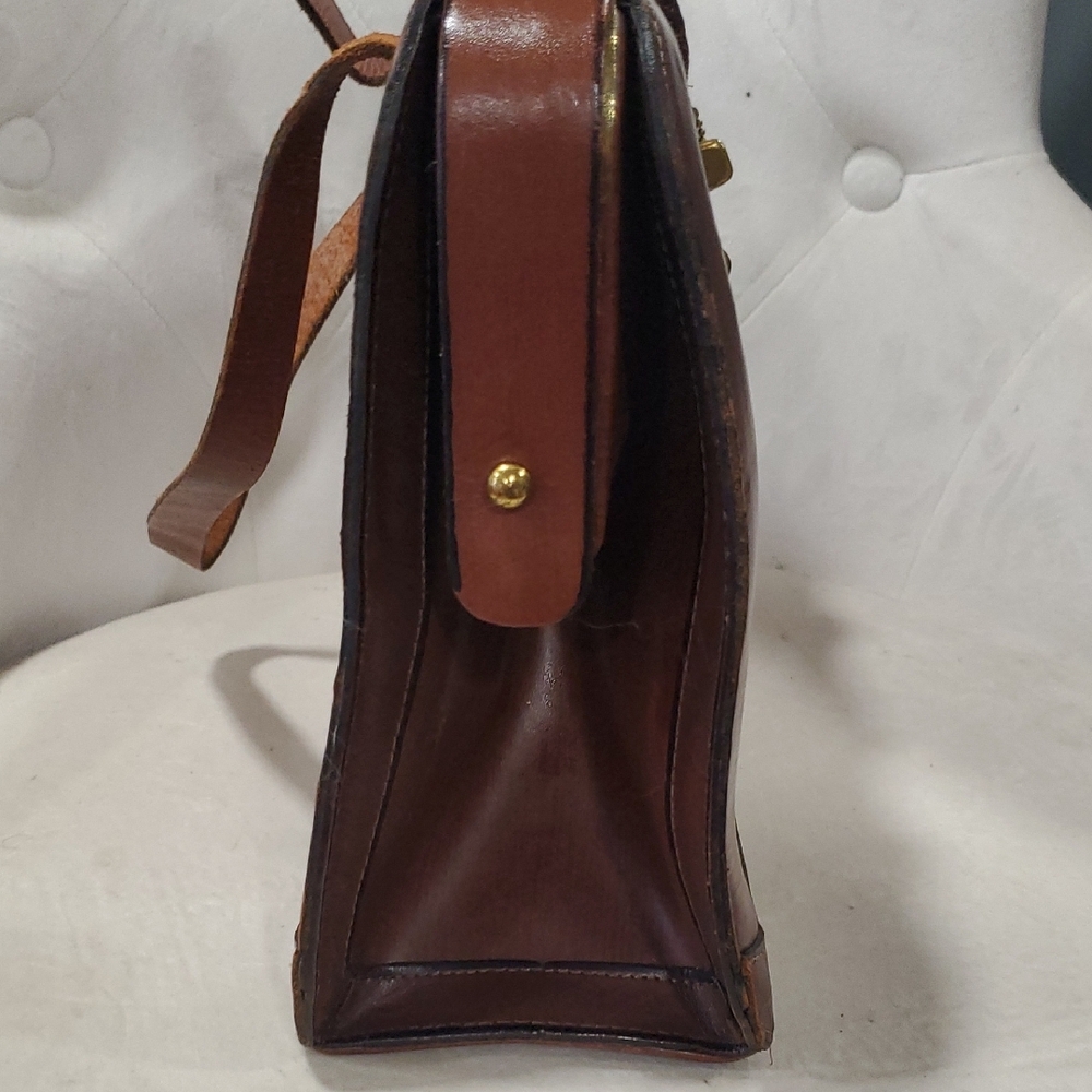 Vtg Burlington Elegant Leather Patchwork Satchel … - image 12